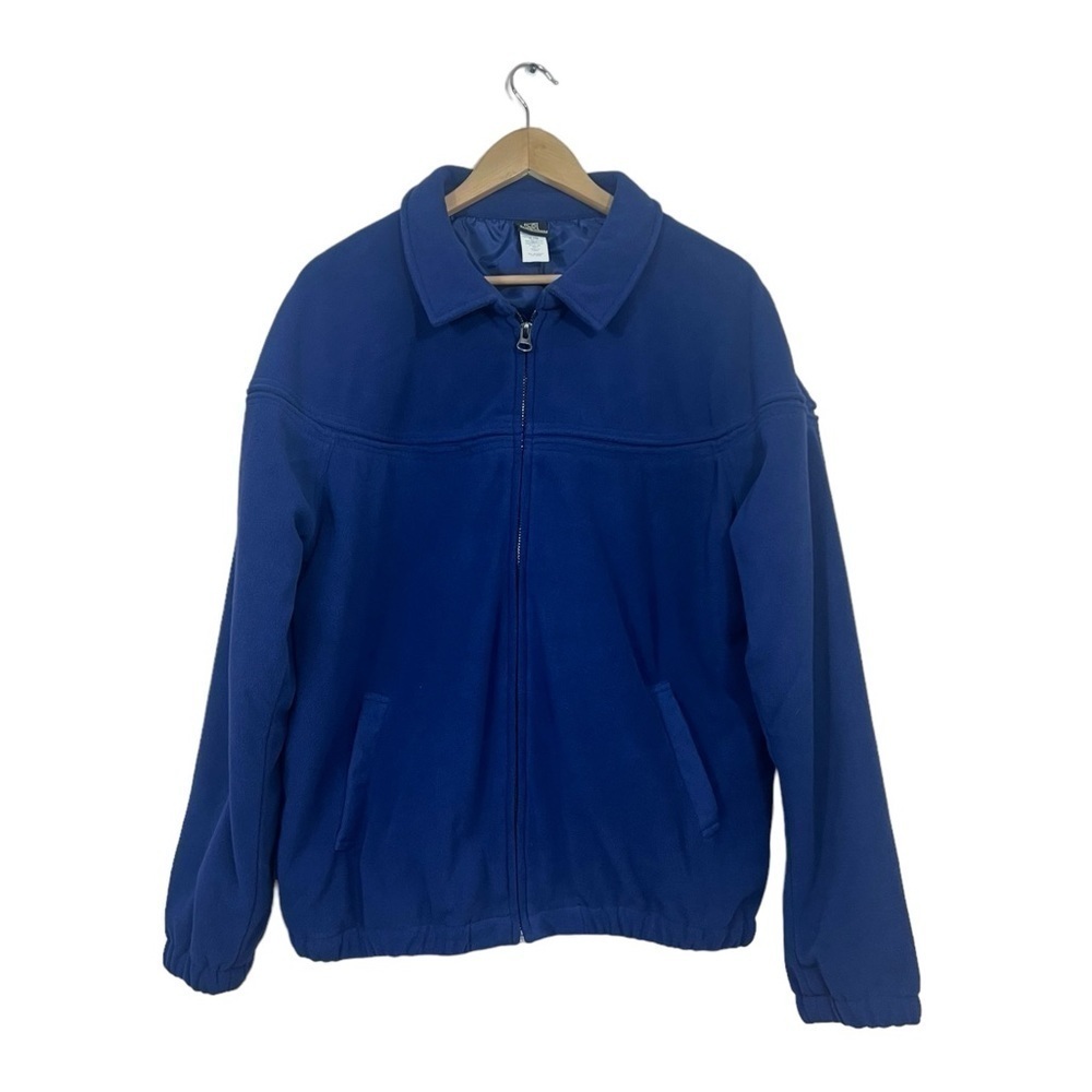 Haband Mens Full Zip Fleece Long Sleeve Lined Coat Jacket Navy Size L